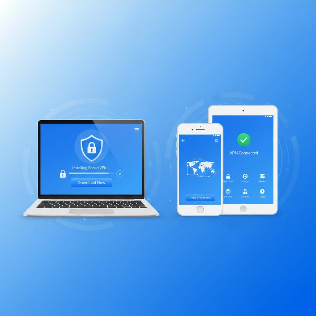 VPN下载安装完整指南：从选择到配置的全流程教程 - AgogoVPN博客封面图